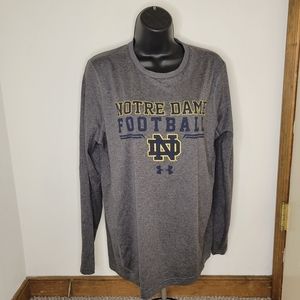 𝅺Notre Dame Women’s Under Armor Long Sleeve Football T-Shirt Size (S) Like New